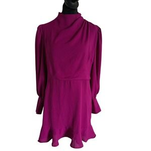 NWT Women's EXPRESS Purple Mock Neck Long Sleeve Formal Dress MSRP $88 SZ L